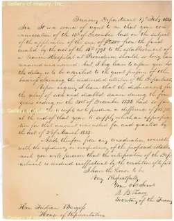 ROGER B. TANEY   AUTOGRAPH LETTER SIGNED  