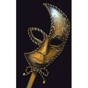  Venetian Mask Half Face Mardi Gras Black & Gold Halloween 