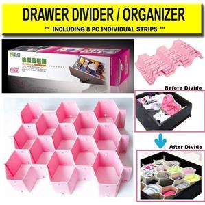 Honeycomb shape Drawer Partition DIVIDER Organizer Pink  