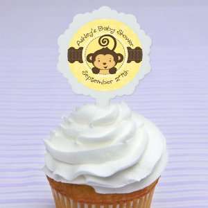   Cupcake Picks & 24 Personalized Stickers   Baby Shower Cupcake Toppers