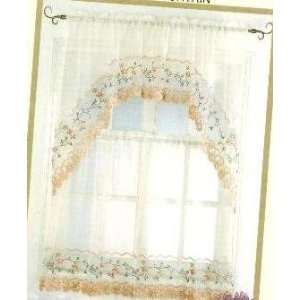  Kitchen Curtain 1 Gold Embroidered Swag & Tier Set Free 
