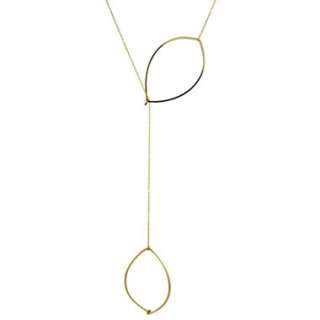 Double Drop Leaf Lariat Necklace