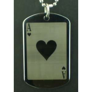   of hearts lucky poker card Dog tag Pendant Necklace 