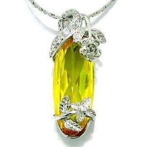   Cut Sterling Silver Simulated Citrine Pendant with 18 Necklace P6221