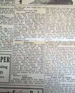 MAX SCHMELING Jack Sharkey Boxing Title 1930 Newspaper  