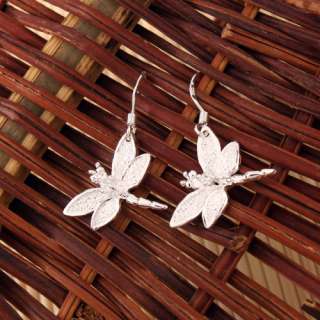 New Gorgeous Silver Dragonfly Earrings dangle Ear Drop  