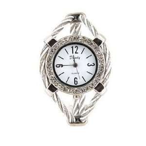  Womens Quartz Wrist Watch with Diamond Decoration (Silver 