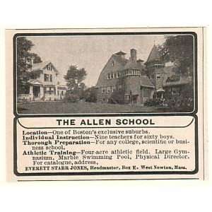  1908 The Allen School for Boys West Newton MA Print Ad 