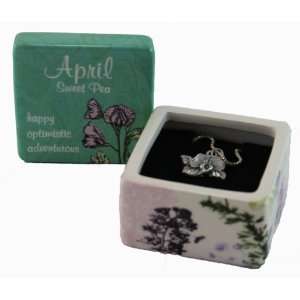 Flower Of The Month Keepsake Box & Necklace   April Jewelry Box and 