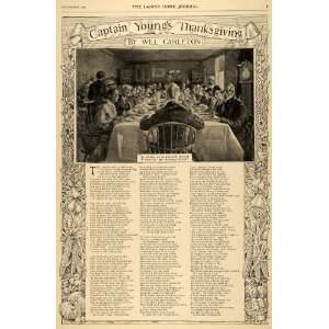  1893 Print Captain Youngs Thanksgiving Will Carleton Meal 