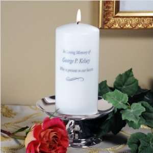 Piece Personalized Memorial Candle and Stand Set in White Customize 