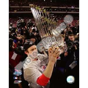 Chase Utley With World Series Trophy , 16x20