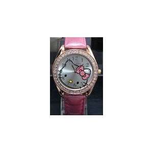  Cute Crystal Diamond Hello Kitty Watch,Gold&Pink 
