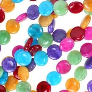  12mm Multi Color Dyed Jade Coin Beads Arts, Crafts 