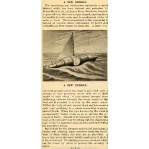  1899 Article Lifeboat James Mitchell Manitoba Canada 