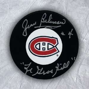 JEAN BELIVEAU Montreal Canadiens SIGNED PUCK w/ Le Gros Bill