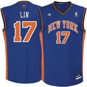 Jeremy Lin #17 New York Knicks (Lg.) Authentic Blue Jersey
