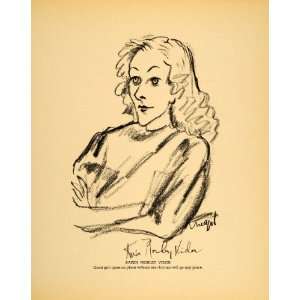 1938 Karen Morley Vidor Actress Henry Major Lithograph   Original 
