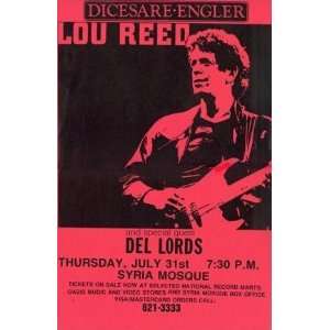 Lou Reed with Del Lords Live at Syria Mosque Concert Sheet 11 X 17