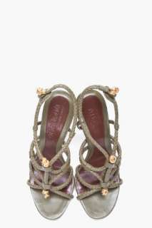 Alexander Mcqueen Olive Green Woven Sandal for women  
