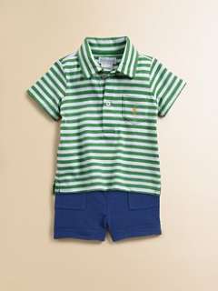 Infants Plaid Shirt & Denim Cargo Shorts Set