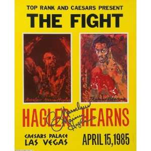 Marvin Hagler / Tommy Hearns Original 1985 Autographed Boxing Fight 