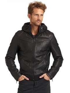 Rogue   Hooded Bomber Leather Jacket