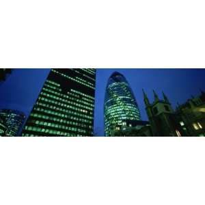  Buildings Lit Up at Night, Sir Norman Foster Building 