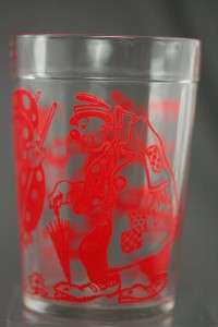 Vintage Hazel Atlas Juice Glass Swanky Swig Red Clown Decal 4  