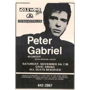 Peter Gabriel Pittsburgh, PA Civic Arena November 8 LIVE 11x17 Rare 