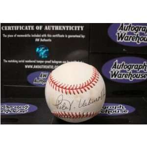  Peter Ueberroth Autographed Baseball Yellowed Sports 