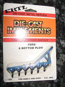 Ertl 1/64 farm toy Ford 6 bottom plow blue  