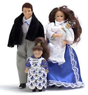 Dollhouse Miniature vinyl Victorian doll family people Dad/Mom/girl 
