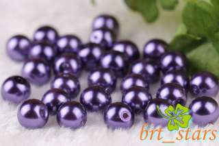 100 pcs Purple Faux pearl glass beads Round Charms 8mm CR35  