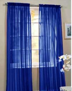 Piece Sheer Voile Window Curtain Panel   Solid royal Blue NEW  
