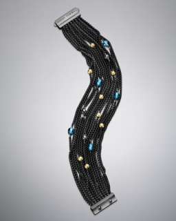 Multi Row Chain Bracelet, Blue Topaz