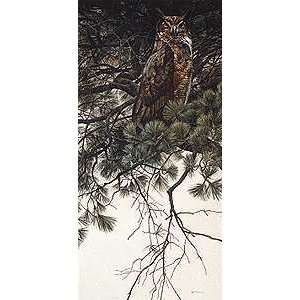  Robert Bateman   Great Horned Owl in White Pine