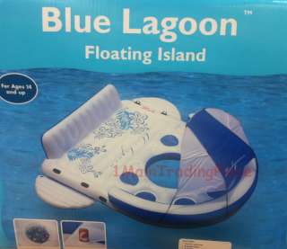 New HUGE 6 Person Blue Lagoon Cool Island Inflatable Raft Float Water 