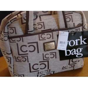  Liz Claiborne Designer Tan & Cognac Large Work Bag 