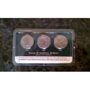 Susan B. Anthony Dollar Uncirculated Set of Three Coins 