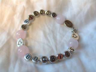 Love Boobies Breast Cancer Awareness Glass Crystal Bead Bracelet 