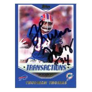 Thurman Thomas Autographed 2000 Topps Card