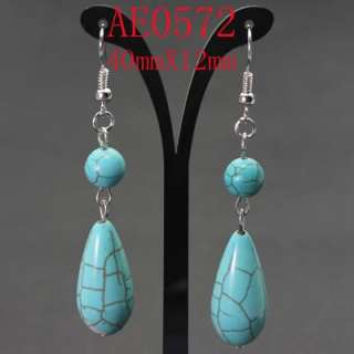 Stunning Turquoise Gemstone Dangle Earrings AE0572  