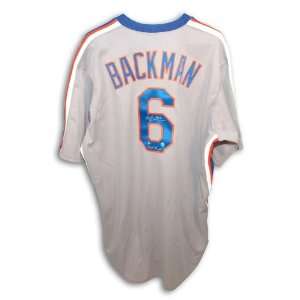 Wally Backman Autographed Jersey   Gray Majestic Throwback Inscribed 