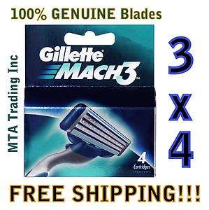 12 Gillette Mach 3 Razor Blades Cartridges     
