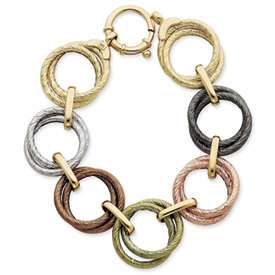 14KT Rose Yellow Green Chocolate Gold Toggle Bracelet  