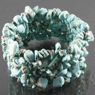 CUTE NEW GREEN TURQUOISE CHIP BRACELET BANGLE STRETCHY  