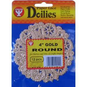 Doilies & Cardboard Trays  4 Lace Paper Doilies   Gold  