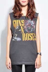 Guns N Roses Was Here Tour Women Oversize Sleeveless Gray T Shirt 