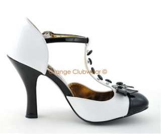   High Heels T Strap Vintage Tuxedo Style Spectator Shoes Pumps  